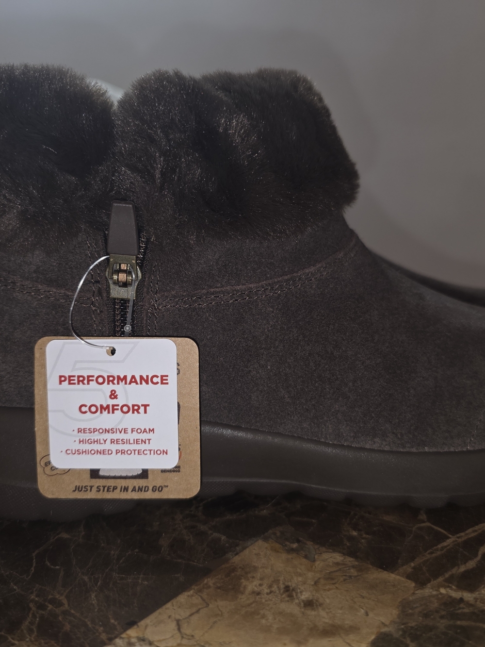 Skechers Women's Dark Brown Faux Fur Ankle Bootie